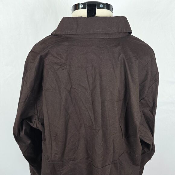ALC Woman Blouse Women's 3X Brown Ruffles Collar Long Sleeve Hook & Eye NWT - Picture 5 of 12
